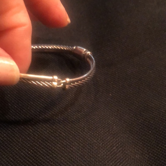 David Yurman Sterling cross link crossover bracelet with pave diamonds - Picture 5 of 7